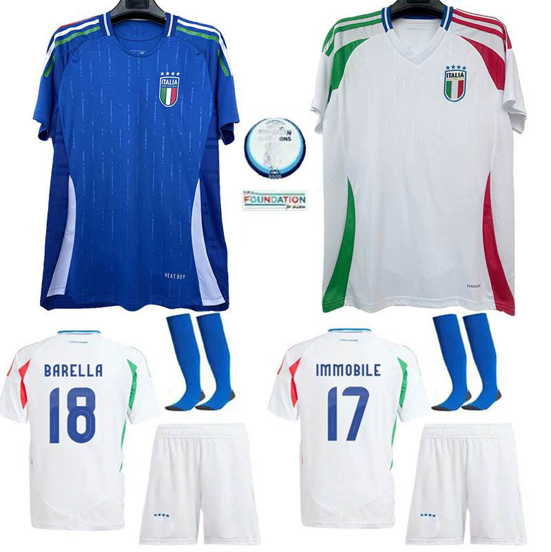 2024 ItAly Soccer Jerseys Italia VERRATTI CHIESA maglie XXXL 4XL kids kit set socks BARELLA BONUCCI concept special pre match training uniform football Shirt