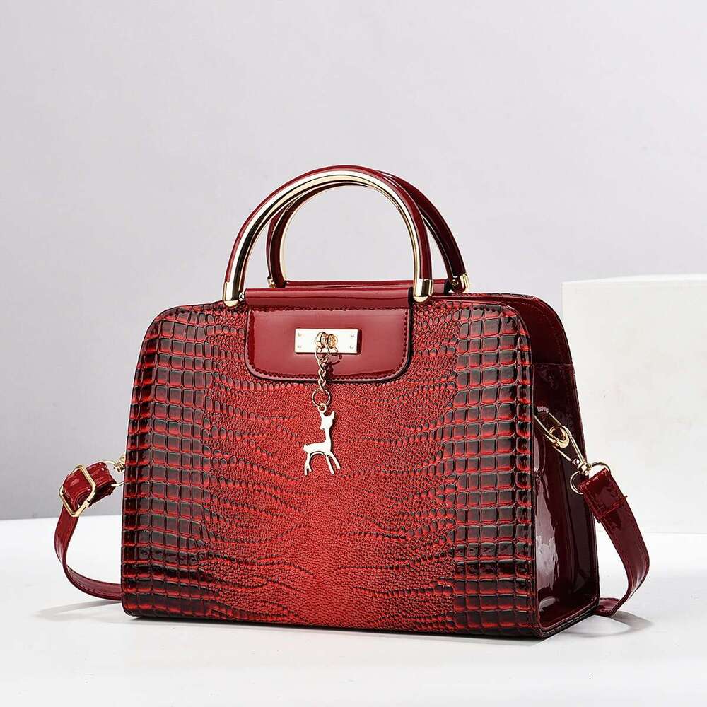 Taizhou shiny leather stone patterned ladybag small square PU women's solid color handbag crossbody shoulder bag