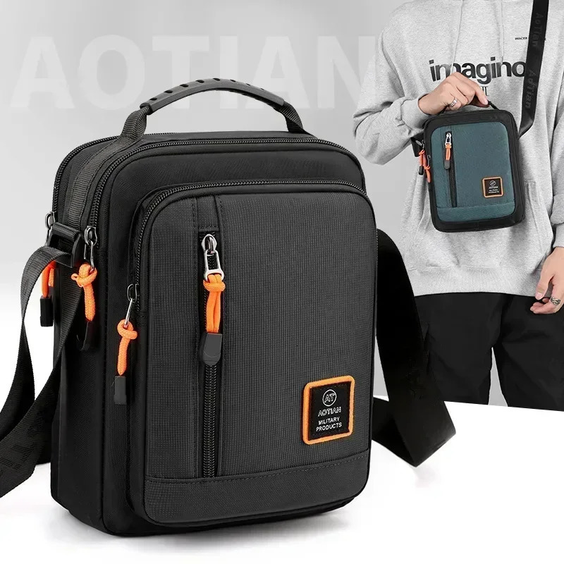MultiFunction Mens Bag High Quality Nylon Man Messenger Crossbody Bags Fashion Casual Small Handbag Shoulder 241106