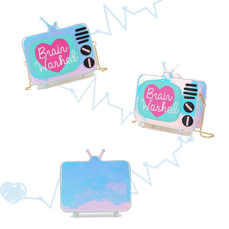 Novelty Laser TV Design Women Handbag and Purse Girl Mini Shoulder Bag Ladies Fun Crossbody Messenger Bag Kawaii Daily Clutch