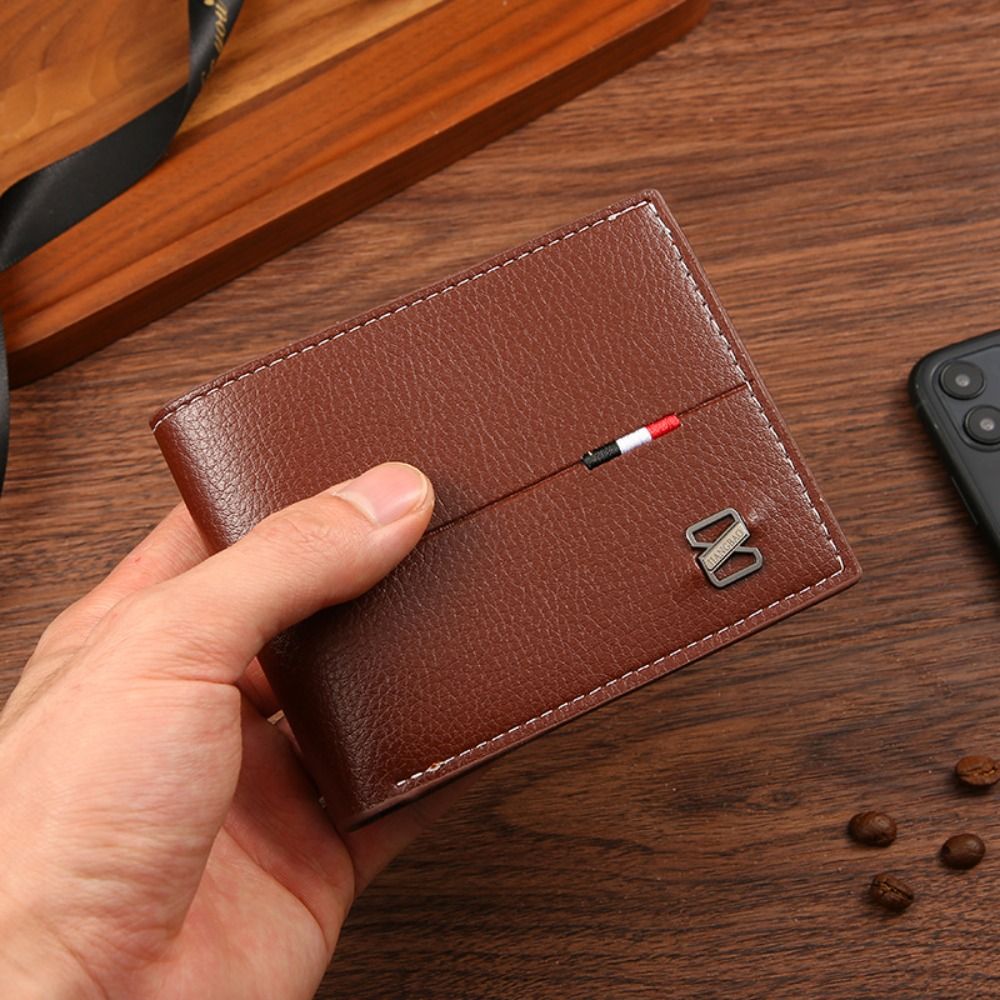 PU Leather Mens Short Wallet Fashion Multi-Card Slot Horizontal Coin Purse Money Bag Men