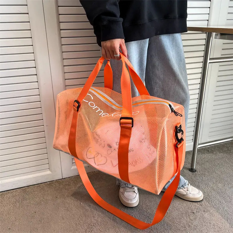 Summer beach bag transparent jelly bag waterproof womens handheld swimming PVC sports and fitness single shoulder travel bag 241106