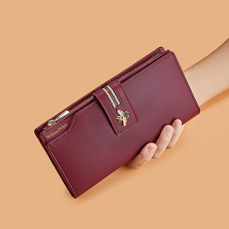 Leather women's wallet long style fashion card holder zipper mobile phone purse multifunctional card bag