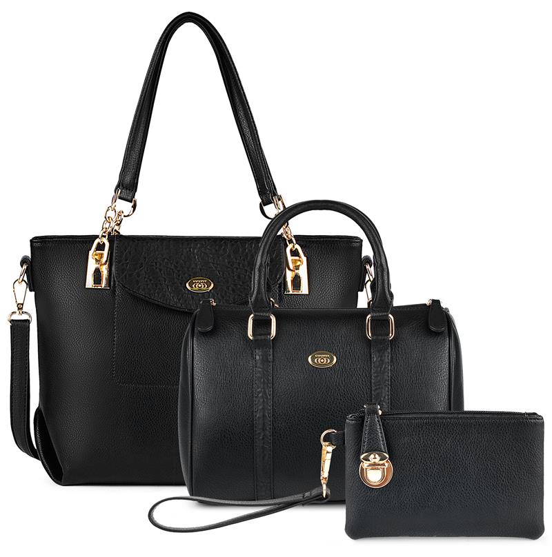 3Pcs Composite Bags Set Women Ladies Handbag Fashion Metal Embossed Crossbody Bag With Bucket Handbag And Coin Pouch