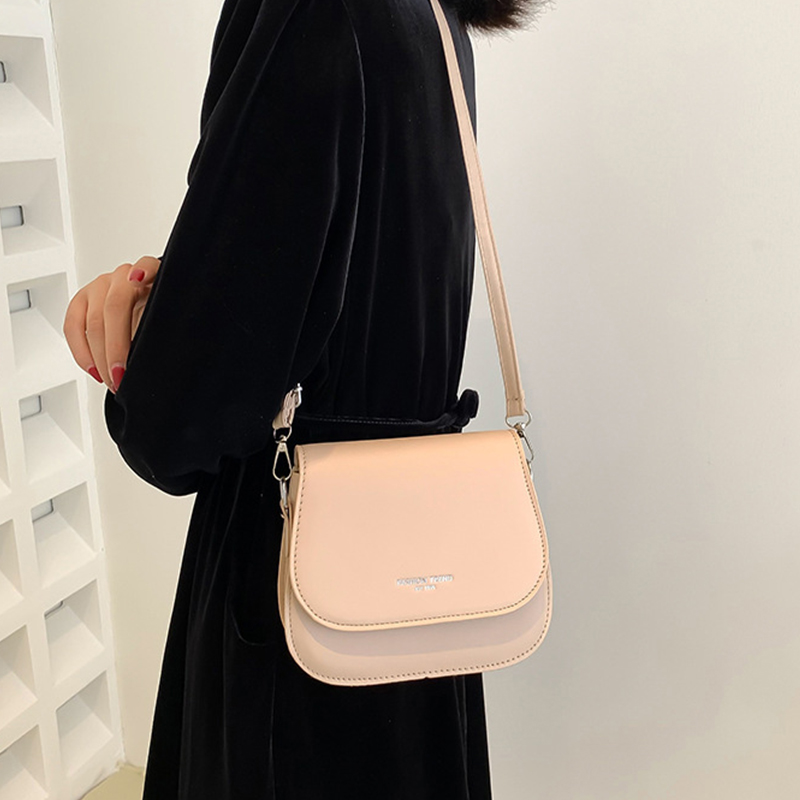 Fashion Flap Saddle Shoulder Bags for Women Solid Color Designer Messenger Handbags Purse Small Female Leather Crossbody Bag