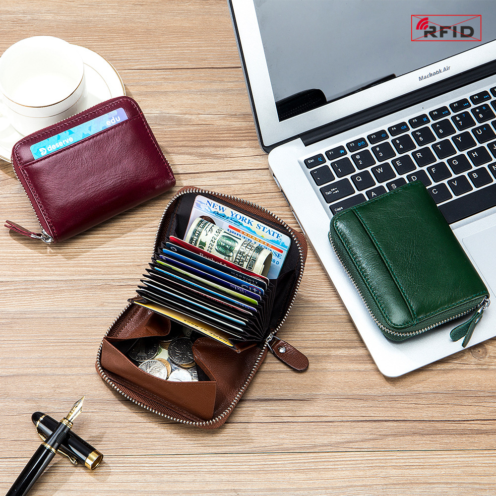 New Men Wallets Small Genuine Leather Purses Large Capacity RFID Purses Soft Cowhide Money Bag Short Portable Coin Card Holders
