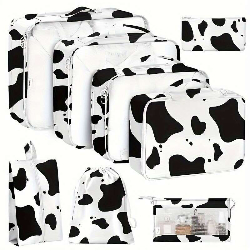 8 pieces/set of travel toiletries and cosmetics bags, luggage packaging cubes, storage boxes .