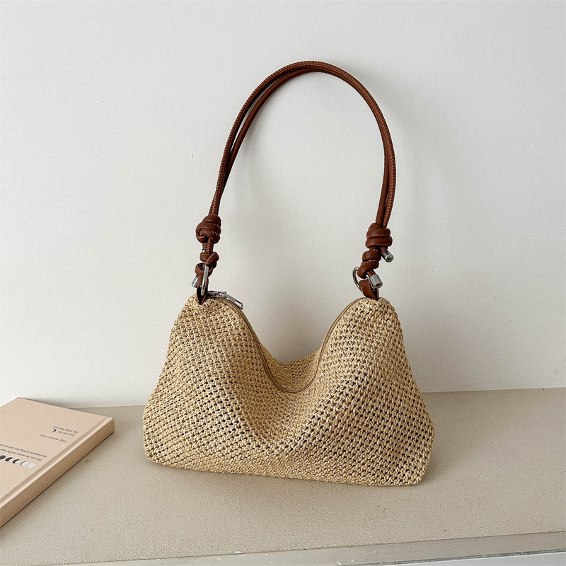 Fashion Designer Straw Tote Bag Woven Shoulder Bag 2024 Summer Beach Ladies Straw Handbags Hobo Bags And Purses Weave