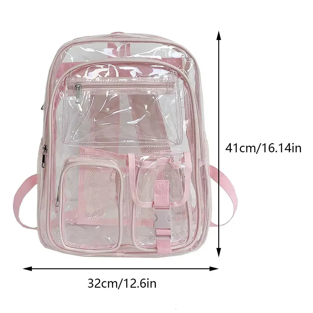 Transparent backpack school backpack heavy-duty laptop backpack large capacity travel backpack student multiple pockets 241106