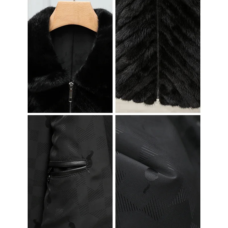 AYUNSUE mens fur leather jacket outerwear mens winter jacket autumn real mink coat mens clothing warm fur leather jacket carat chain Abrigos SGG 24110