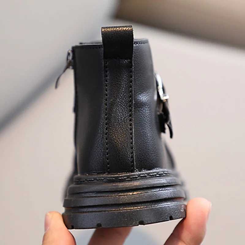 Autumn Winter Kids Boys Girls British Sle Boots Childrens Side Zipper Non-Slip Boots Baby Warm leather BootsXJ241206