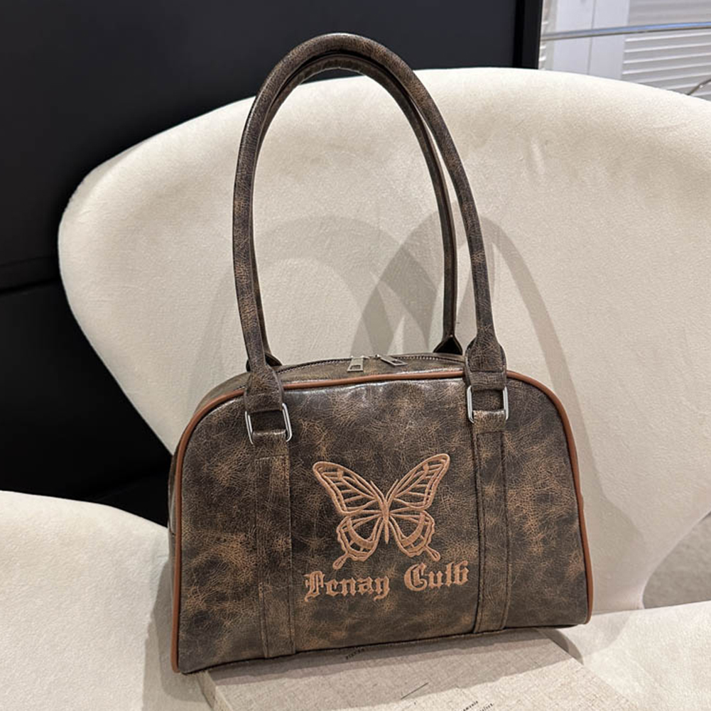 Vintage Y2k Womens Handbag Embroidery Butterfly Elegant Fashion Shoulder Bag Retro Harajuku Exquisite Female Boston Tote Bag