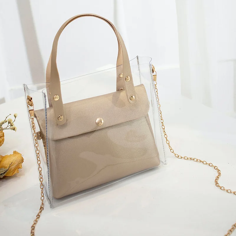 Women's Handbag Transparent PVC Handbag Female Mini Shoulder Bag Fashion Black Messenger Bag Crossbody Bags for Women