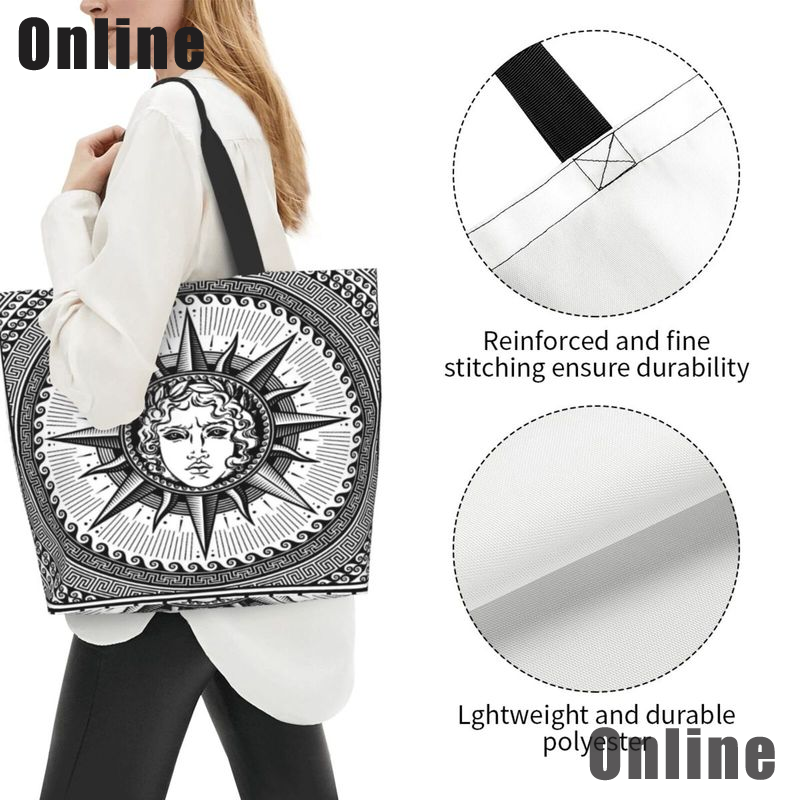 Sun with Face of The Greek and Roman God Apollo Tote Bag Casual Tote Bag Lady Shoulder Bag Reusable Shopping Bag Fashion Bag