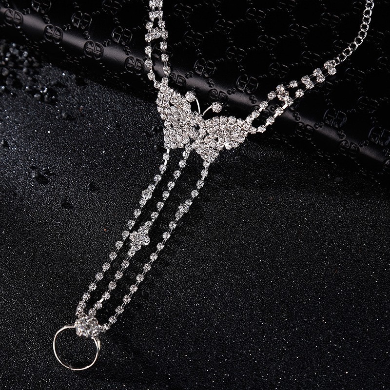 Super Sparkling Light Luxury Diamond Inlaid Butterfly Bracelet French High-end Temperament Bracelet Ring Integrated Fashion Internet Celebrity Accesso