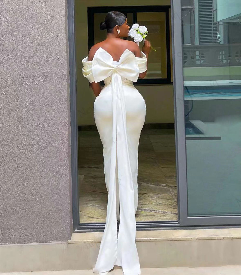 Bridesmaid Dresses With Appliques Off the Shoulder Sheath Long Maid of Honor Dress Back Split Sheath Bodycon Wedding Guest Gown