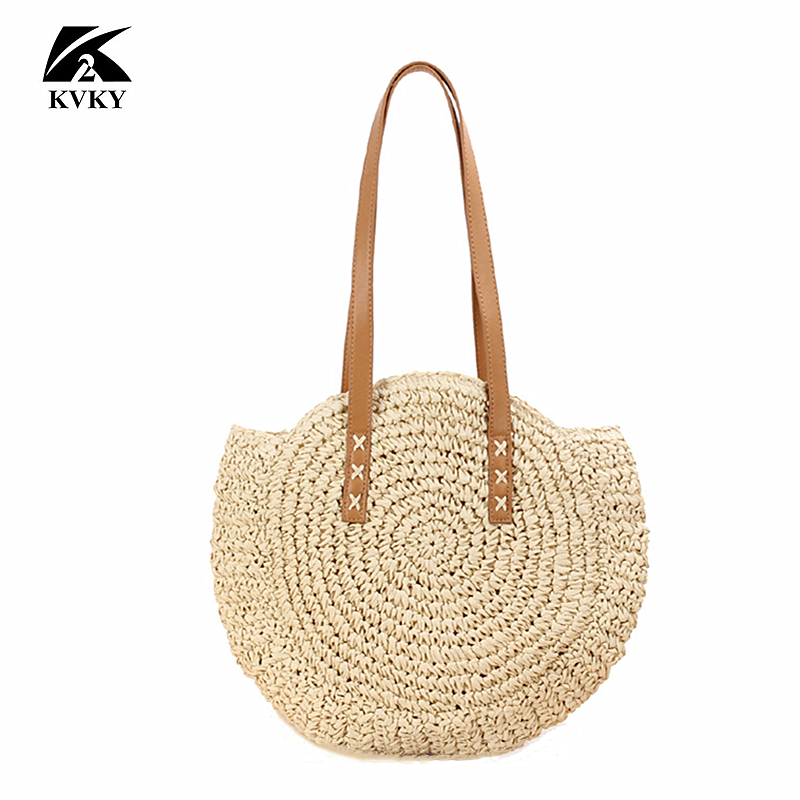 Handmade Half-Round Rattan Woven Straw Bag Summer Women Messenger Crossbody Bags Girls Small Beach Handbag 2023