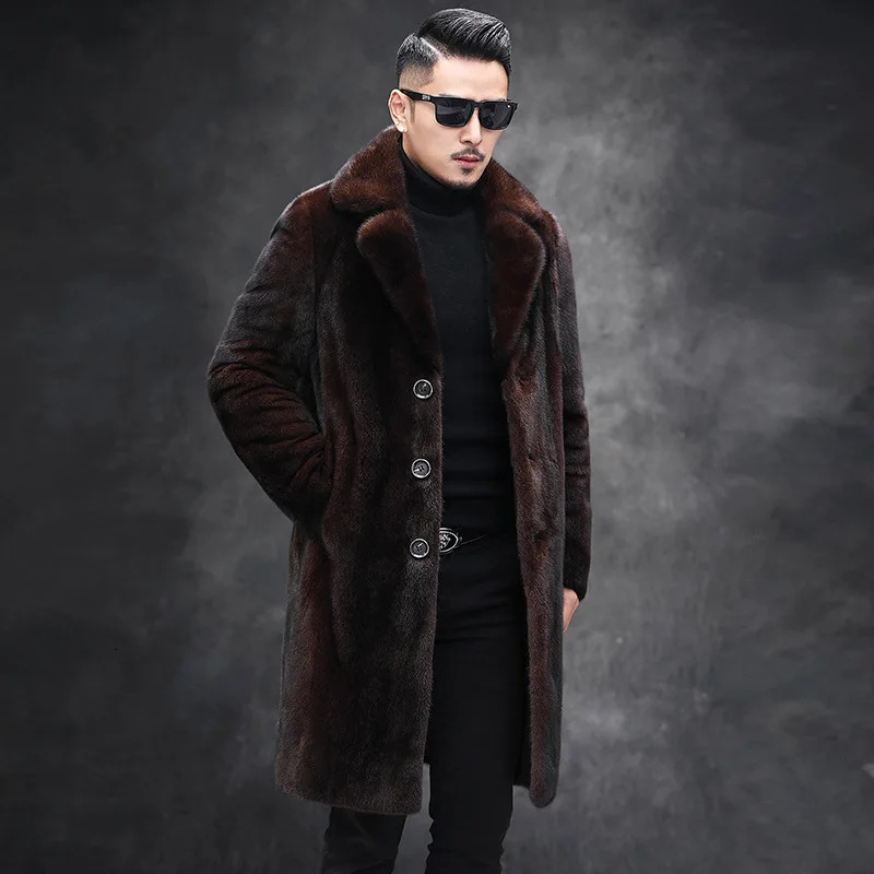mink coat artificial fur winter coat fur integrated mink suit collar windbreaker single row button 241107