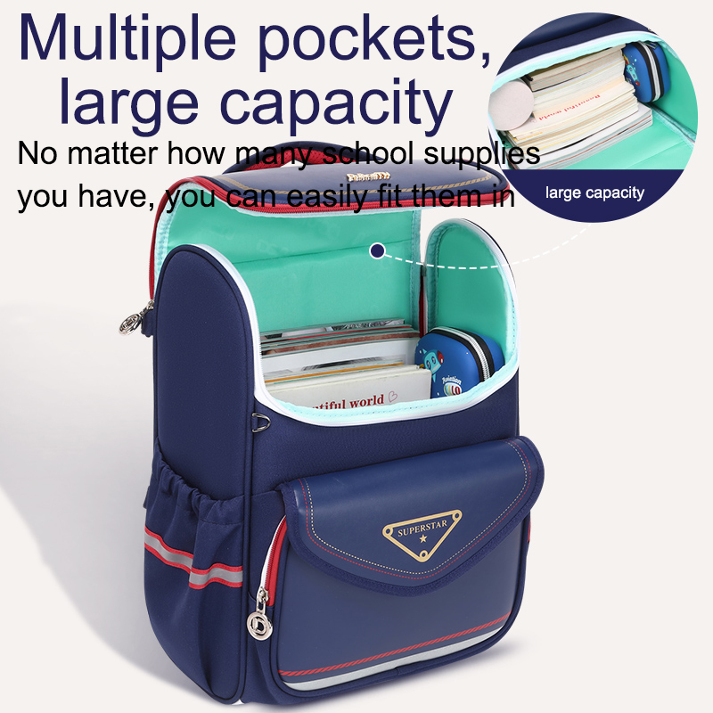 A stylish and large capacity children Kids student backpack that protects the spine for stress relief and comfort