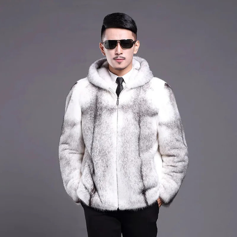 S-6XL size fashionable mens jacket ultra-thin super warm imitating mink fur mens short jacket white outdoor sports and leisure winter park 241107