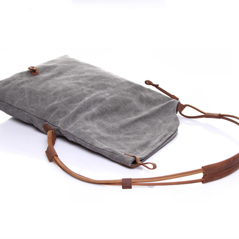 Women's Canvas Shoulder Bags Vintage Style Unisex Crossbody Bags Literary Leather Belt Messenger Bags