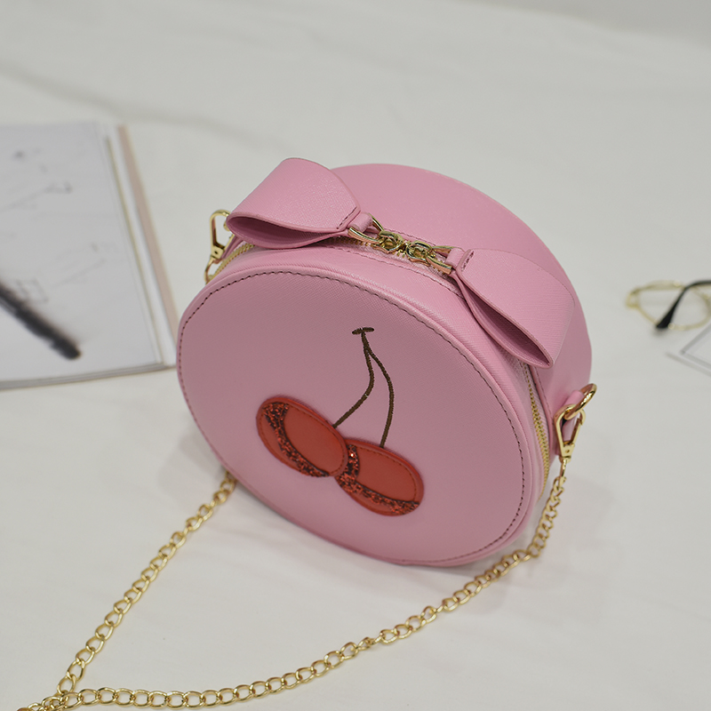 SUPER QUALITY Lolita Style Chain crossbody bag lovely women messenger bags round flap bag red cherry embroidery design bag