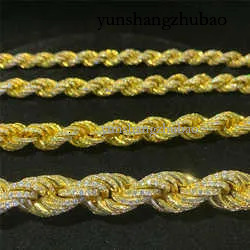 Twisted Moissanite S 10k 14k Solid Gold Hip Hop Men Jewelry Cuban Necklace Iced Out Vvs Dia Rope Chain Free shipping