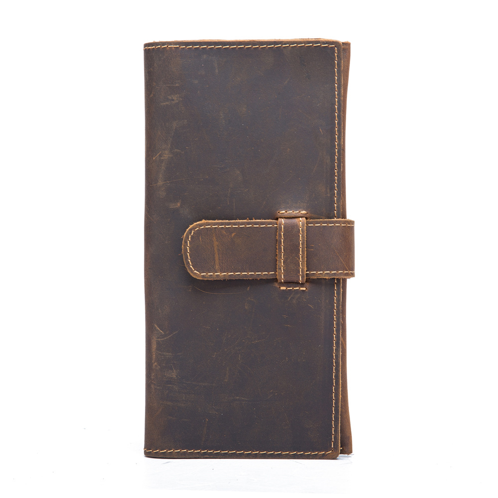 Genuine Leather Men Long Wallets Vintage Money Clip Casual Coin Purse For Male Credit Card Holder Hasp Phone Clutch Bags JYY1175