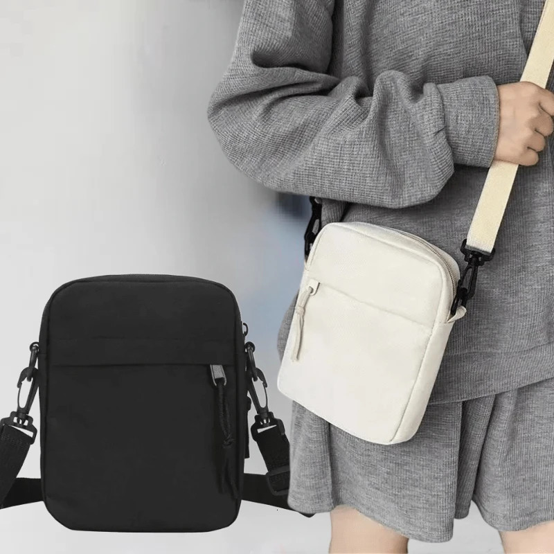 Messenger Sling Bags for Men Casual Canvas Small Zipper Crossbody Pouch Simple Shoulder Bag Bolso Hombre 241106