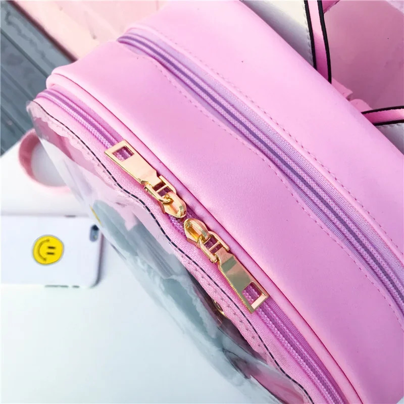 Cute cat ear leather backpack candy color transparent bag womens shoulder bag school teenage girl travel bag Itabag 241107