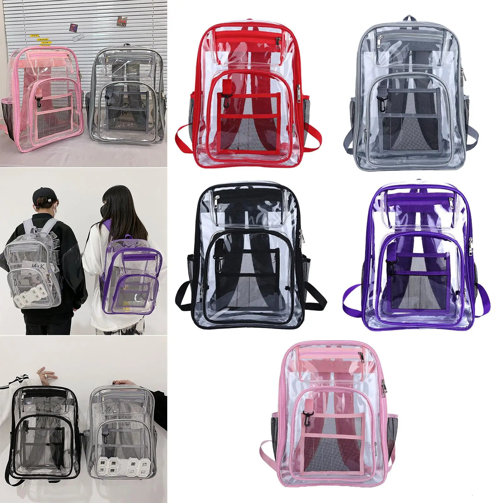 Portable transparent backpack with enhanced durability and space capacity suitable for laptops books workstations schools 241106