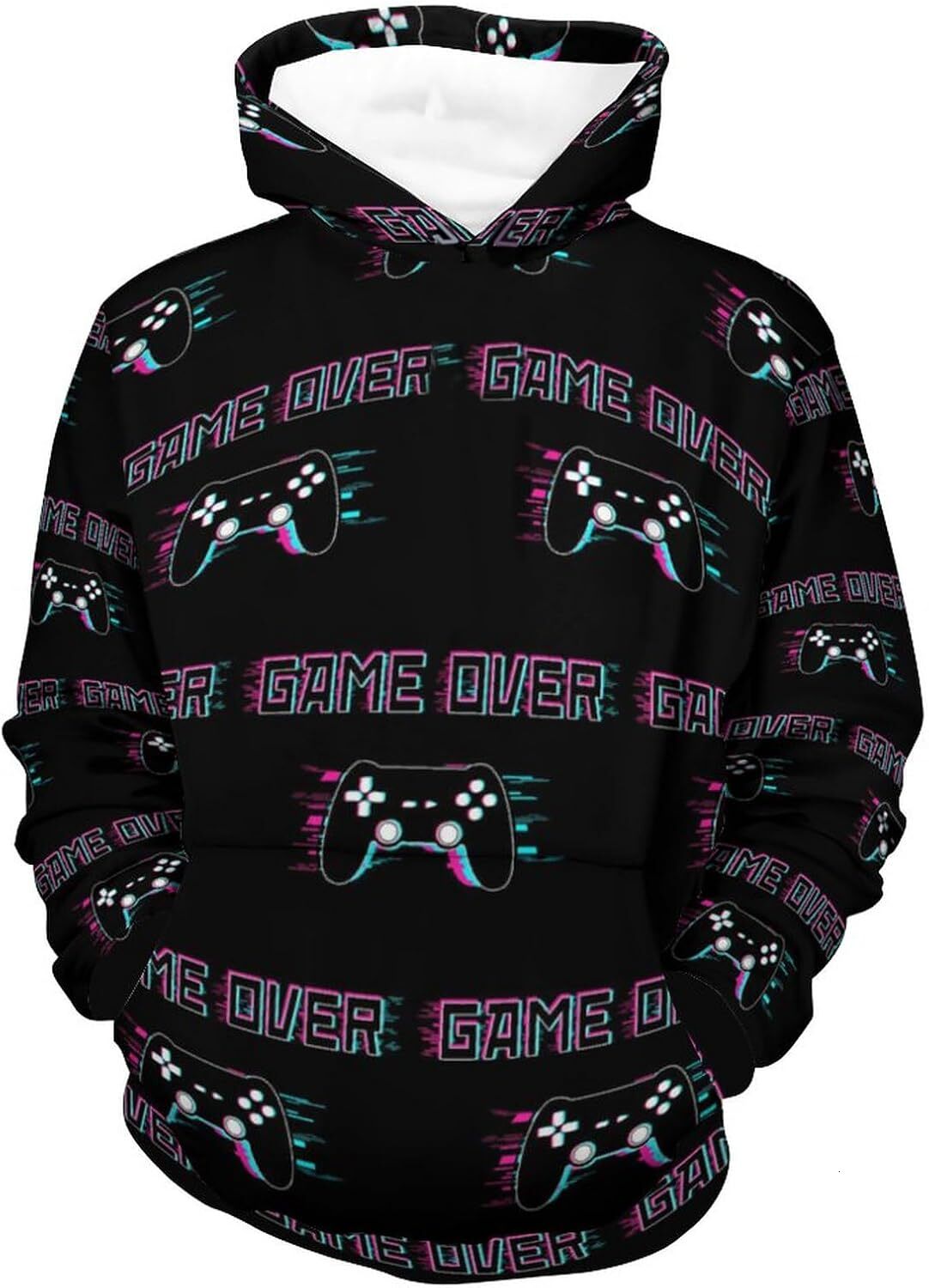 Hoodie for Mens Womens Teen Novelty Hoodies 3D Printed Boys Hooded Sweatshirt Cool Pullover Hoody with Kangaroo Pocket Trendy black skull pattern