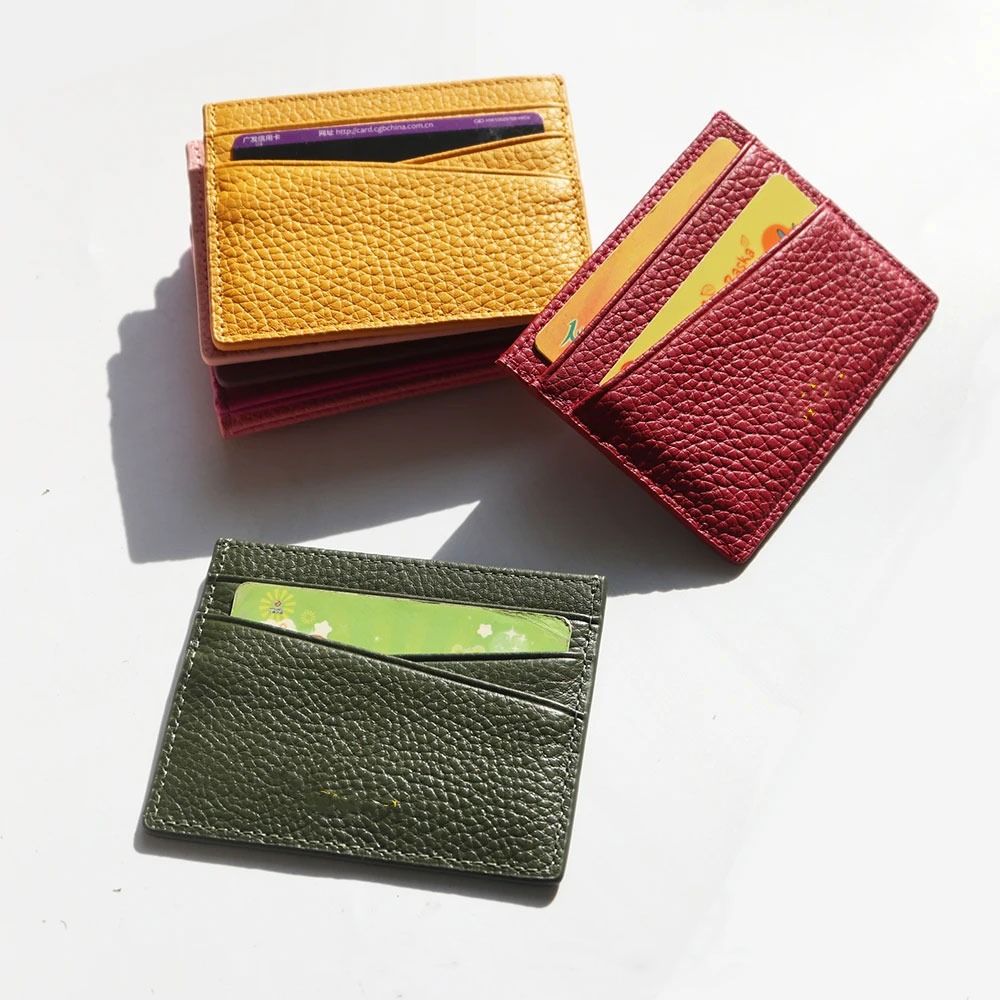 Luxury Genuine Leather Card Holder Fashion Thin Soft Thin Card Holder Slim Oil Edge Inclined Card Slot Bag