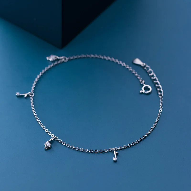925 silver womens ankle bracelet leg chain music note ankle bracelet fashion trend rose gold platinum color 21 cm adjustable 241107