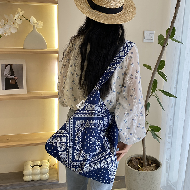 Woman Bags High-Capacity Leopard Print Women'S Shoulder Bag Ethnic Style Totems Canvas Shopper Bag Fashion Versatile White Brown