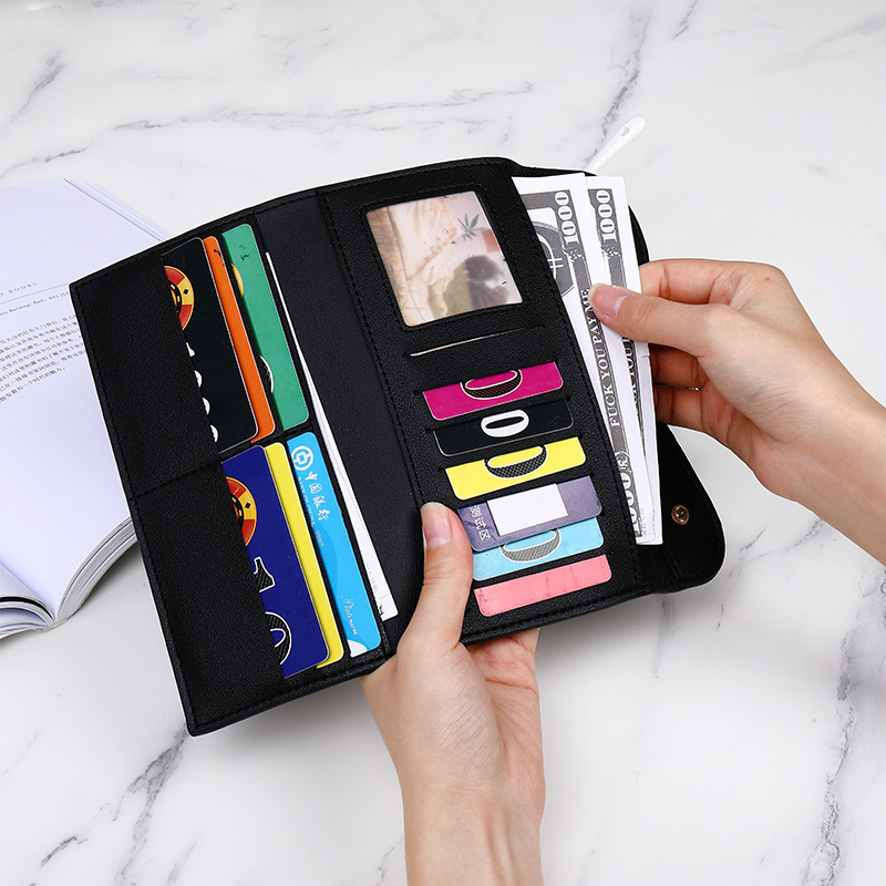 Retro Wallet Women's Long Large Capacity D-Buckle Multi Card Position Foreign Trade Multi Functional Three Fold Handheld Bag