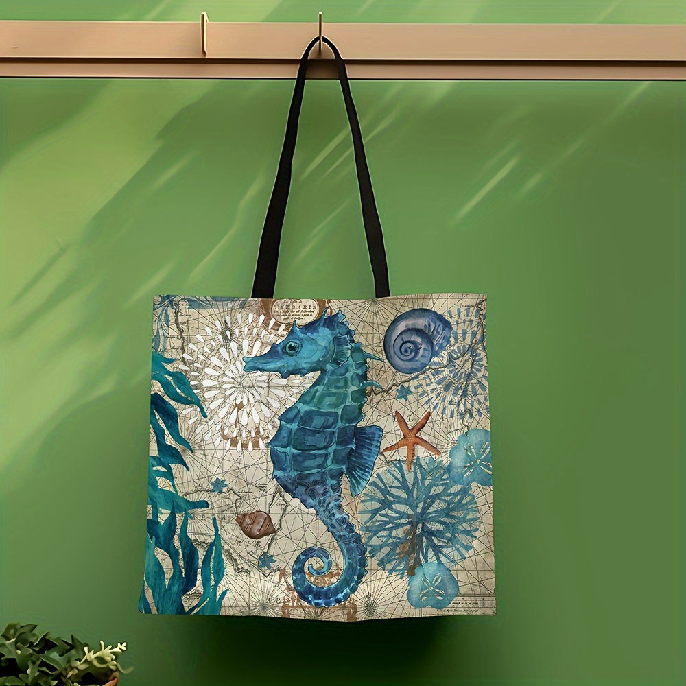 Rustic Tote Bag With Sloth Print Large Capacity Shoulder Shopping Bag Reusable Casual Travel Beach Bag For Women