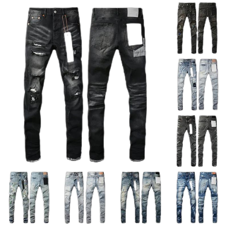 Designer Jeans Denim Mens Ripped Motorcycle Trousers Designers Denims Fashion Slim Fit Jeans Men Man Black High-end Quality Rock Hip Hop Pants