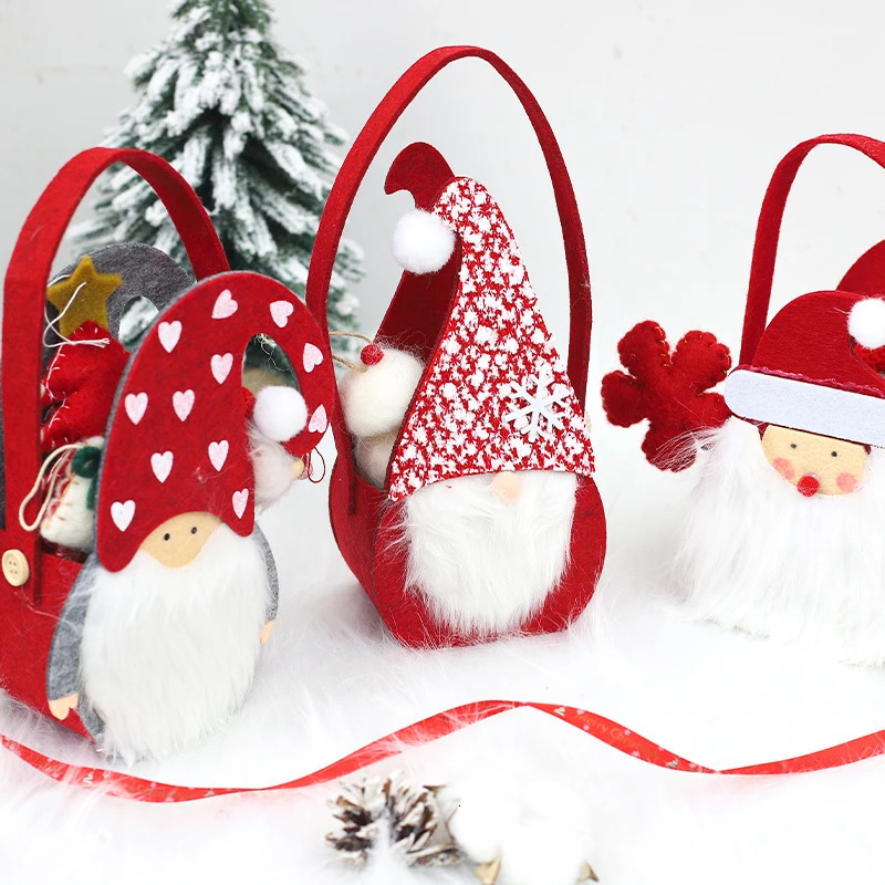 Felt Santa Claus Gift Bag Christmas Dwarf Candy Gift 241107
