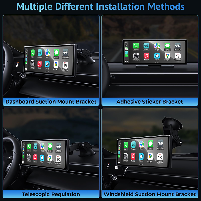 10.26" Wireless CarPlay Screen for Car,Wireless Apple CarPlay & Android Auto,Portable Car Stereo with GPS Navigation, Mirror Link for All Vehicle