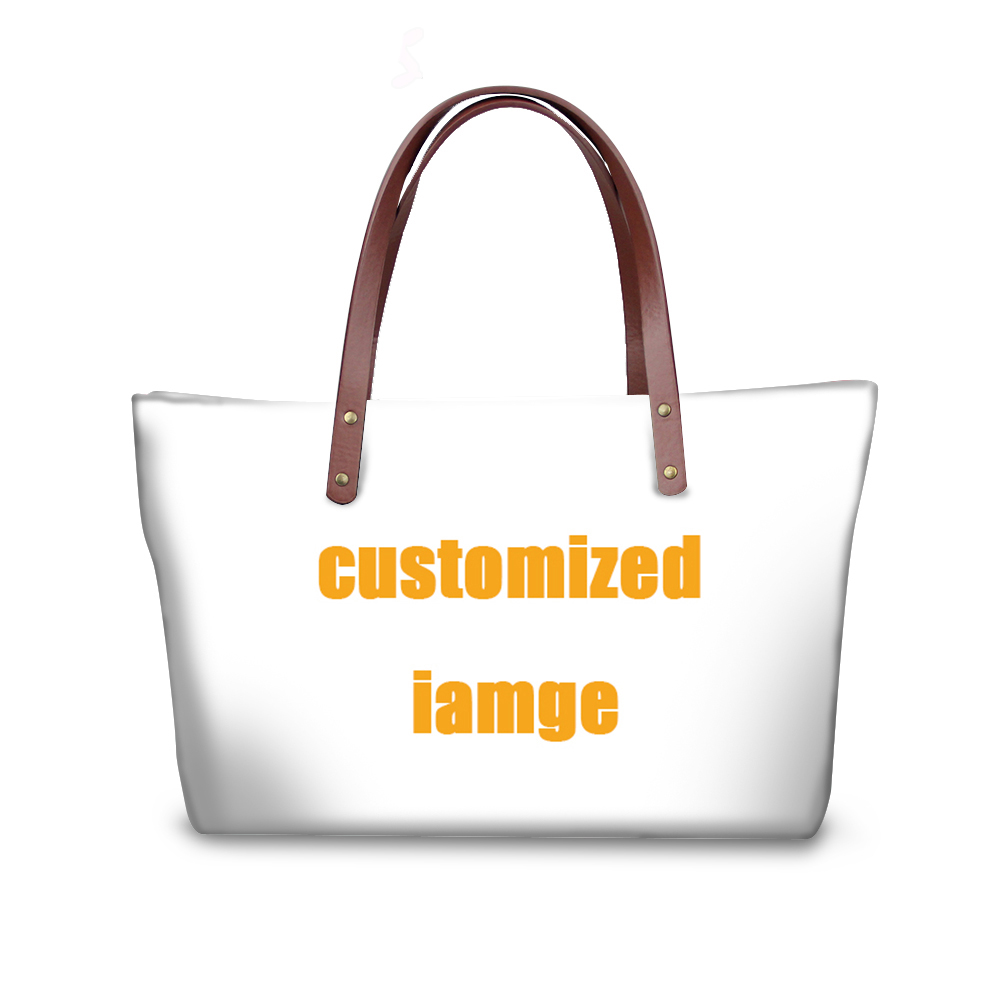 WHEREISART Customized Print Handbags Set Women Brand Design Custom Tote Shoulder Bags Casual Travel Top-handle Bag Bolsa Mujer