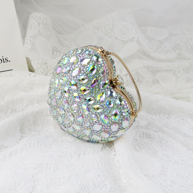 BaoYaFang AB crystal royal blue Fucshia Heart handbags woman Luxury Wedding Purse Ladies Party evening bags Chain Shoulder Bags