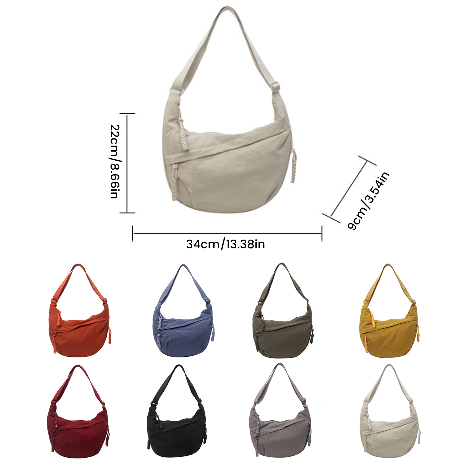 Fashion Nylon Crescent Bag For Women Dumpling Bag Crossbody Bag With Adjustable Shoulder Strap Chest Bag Shoulder Bags Daily Use