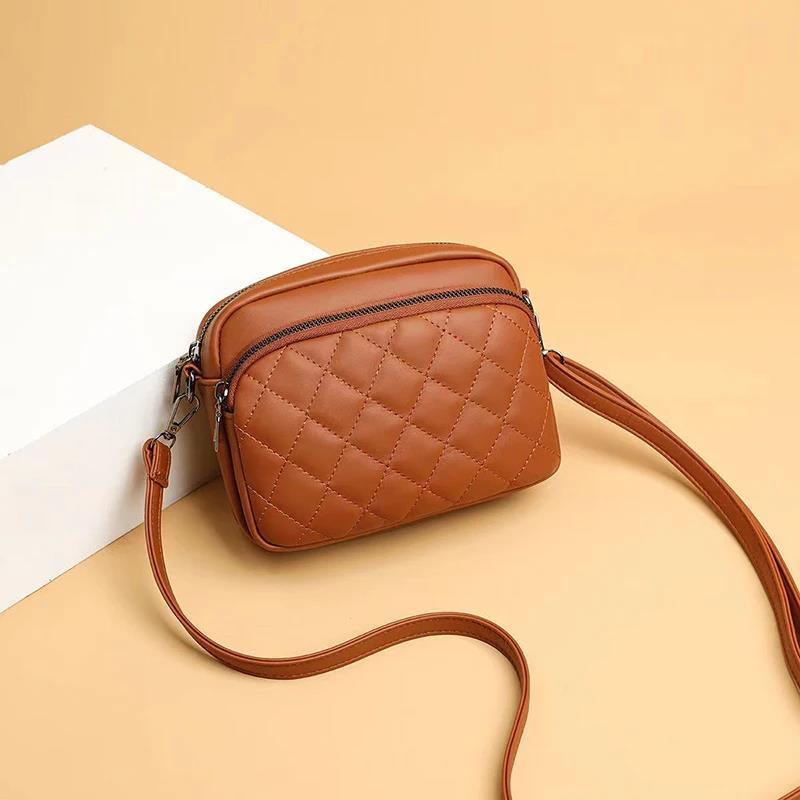 Diamond Lattice Women's Shoulder Bag Leather Female Crossbody Bags Luxury Handbags Organizer and Purses Shopping Cell Phone