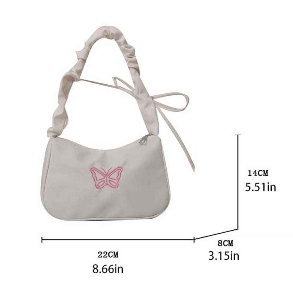 Embroidery Bowknot Butterfly Shoulder Bag Y2k Style Oxford Nylon Bow Tote Bag Large Capacity Korean Style