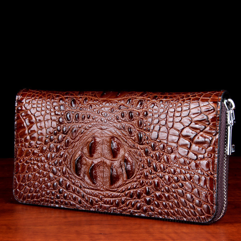 Genuine Leather Business Long Wallet High Quality Luxury Casual Single Zipper Purse Men Multiple Card Positions Clutch Billfold