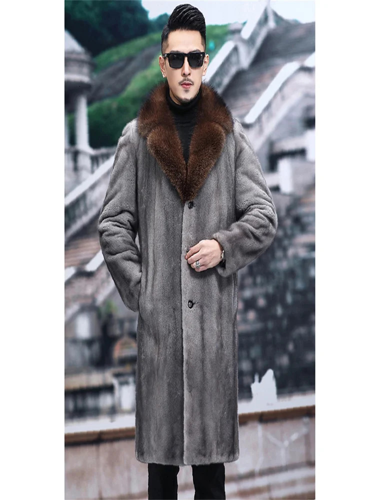 S-6XL size fashionable mens winter jacket gray warm mink velvet mens jacket loose outdoor sports and leisure long park 241107