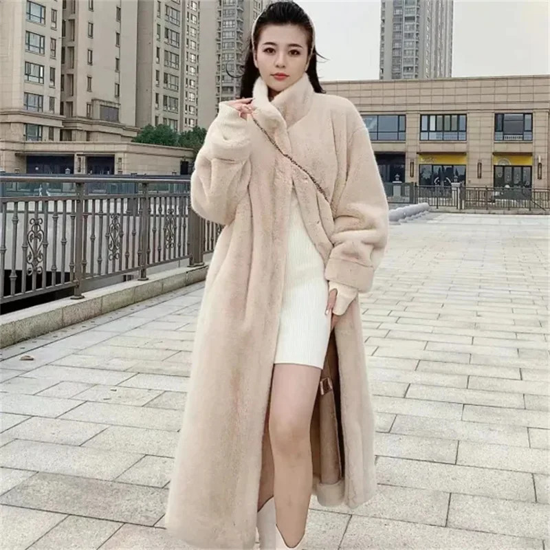 Mink Comprehensive Fur Coat for Womens Thick End Environmental Protection Coat Winter Thick Warm Jacket 241107
