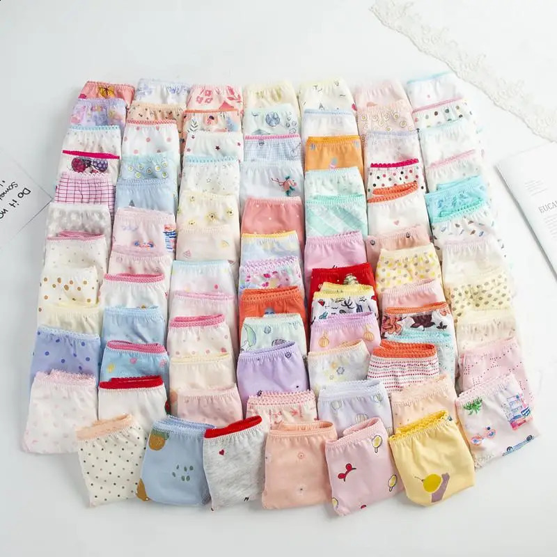 12pc/lot Girls Underwear Kids Panties Briefs Children Underpants 2-12Years 240329