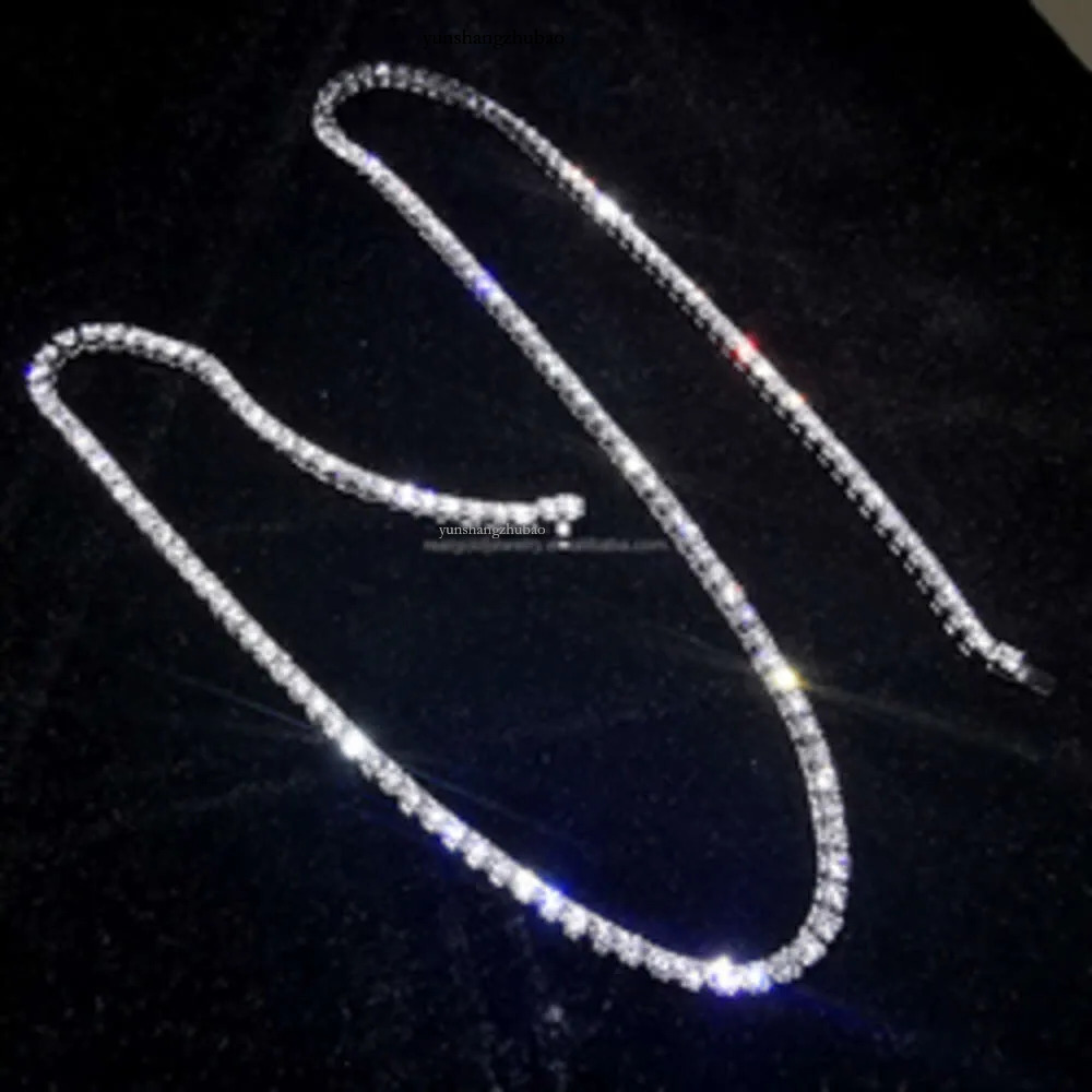 Style Design 14K Au585 Solid Pure White Gold Lab Grown Dia Moissanite Tennis Necklace for Women Wedding